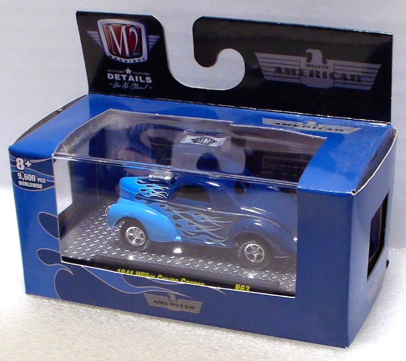 M2 Machines 1941 Willys Coupe Gasser 1:64 Diecast Blue Flames