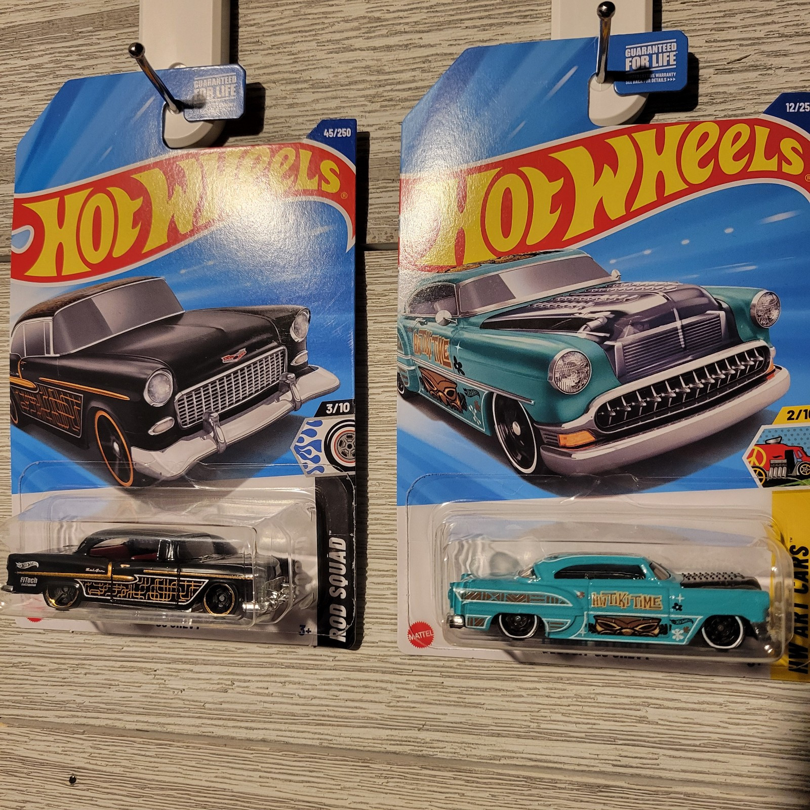 Hot Wheels (2) Car Lot: 55 Chevy And Custom 53 Chevy 2024 Rod Squad Art Cars