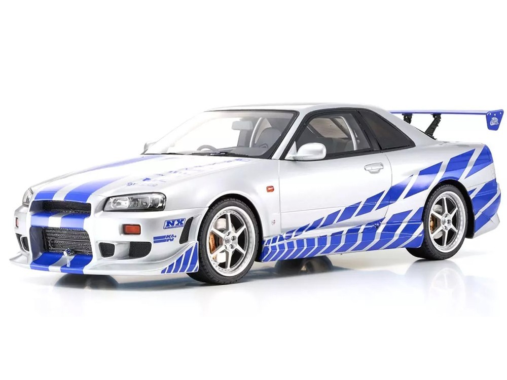 NISSAN SKYLINE GT-R (R34) RHD SILVER “FAST & FURIOUS” 1/12 BY KYOSHO KSR12007A