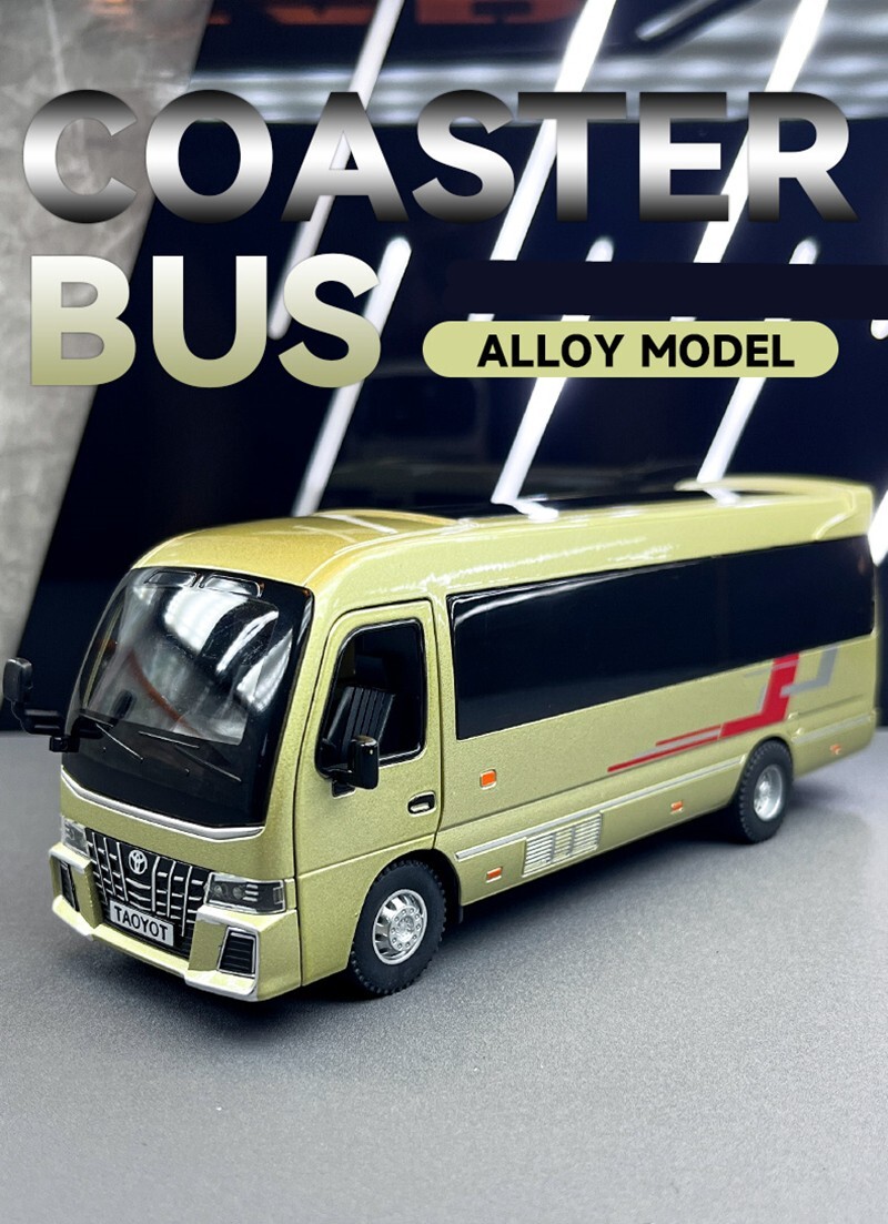 1:32 Alloy Coaster Bus Diecast Model – Sound & Light Toy Vehicle Gift