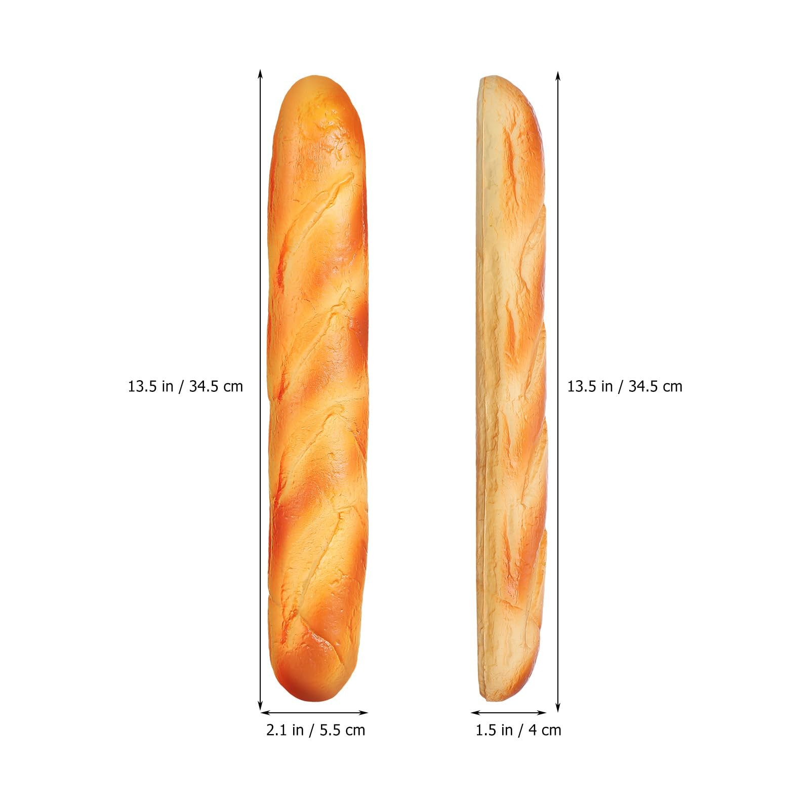 Artificial Bread 2 PCS Realistic French Long Loaf PU Fake Baguette Prop