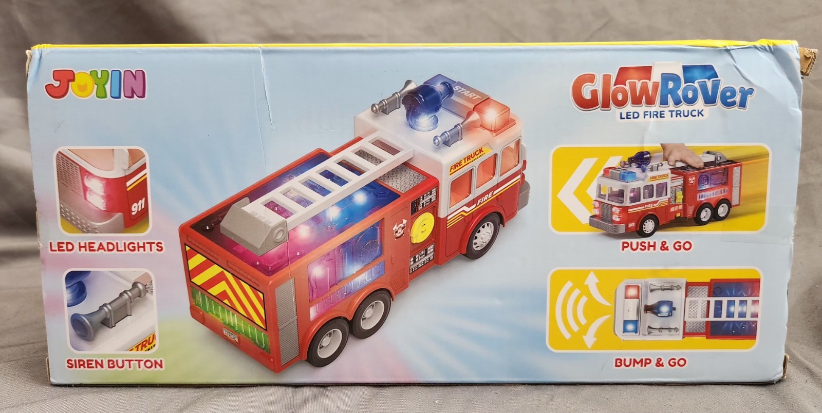 NEW GLOW ROVER LED FIRE TRUCK Toy Light Up Kids 3+ Years old JOYIN In Box