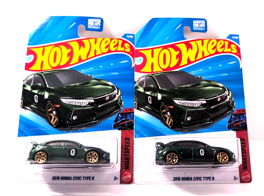 Hot Wheels 2026 F Case 2018 Honda Civic Type R #3/10 Nightspeed Dark Green x 2