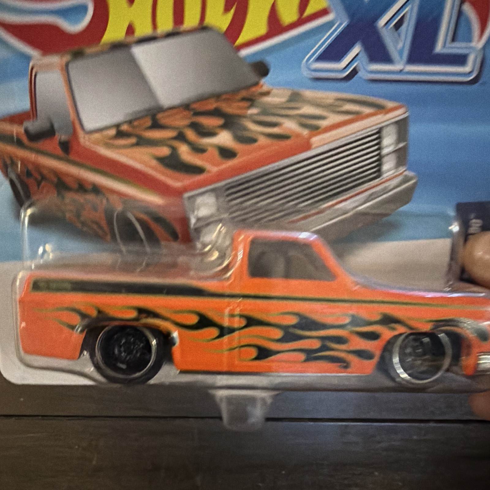 Hot Wheels XL ’83 Chevy Silverado Orange/Black Flames Metal Unopened