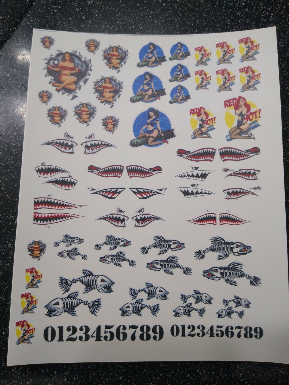 Pin Up/Shark Clear! WATER-SLIDE DECALS FOR HOT WHEELS, 1:64 MADE IN USA!
