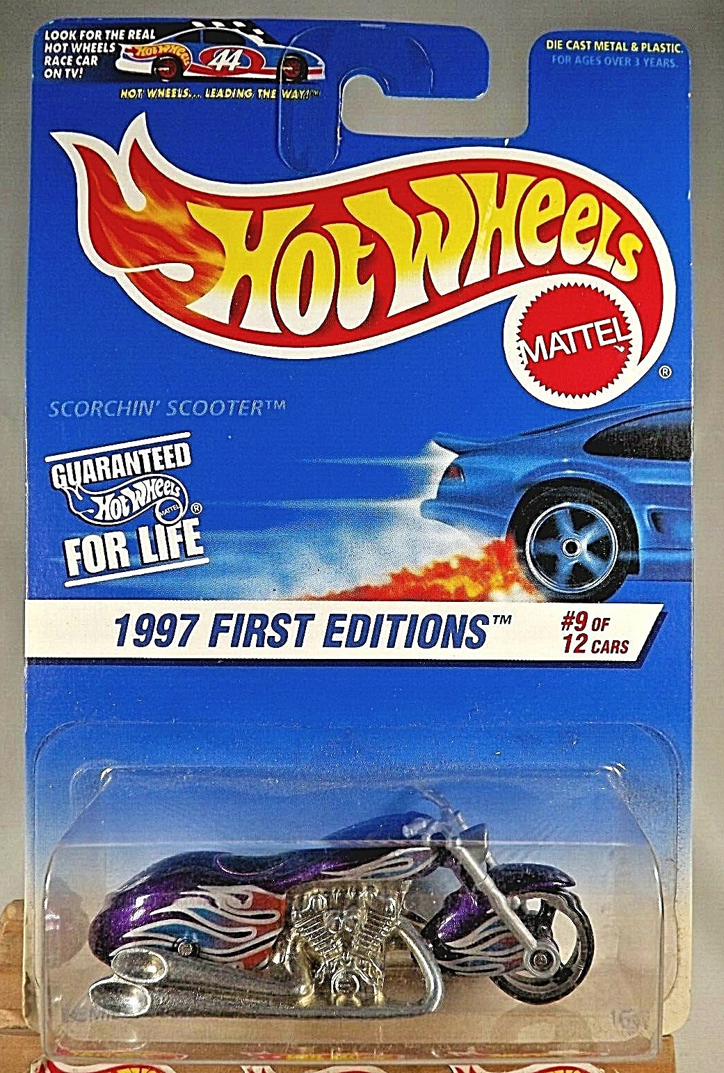 1997 Hot Wheels #519 First Editions 9/12 SCORCHIN’ SCOOTER Motorcycle Purple