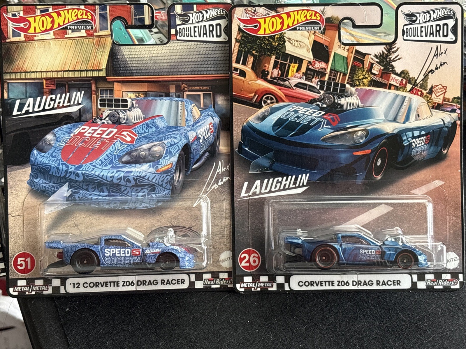 Hot Wheels Premium Boulevard #26 & #51 ’12 Corvette Z06 Drag Racer Lot Of 2