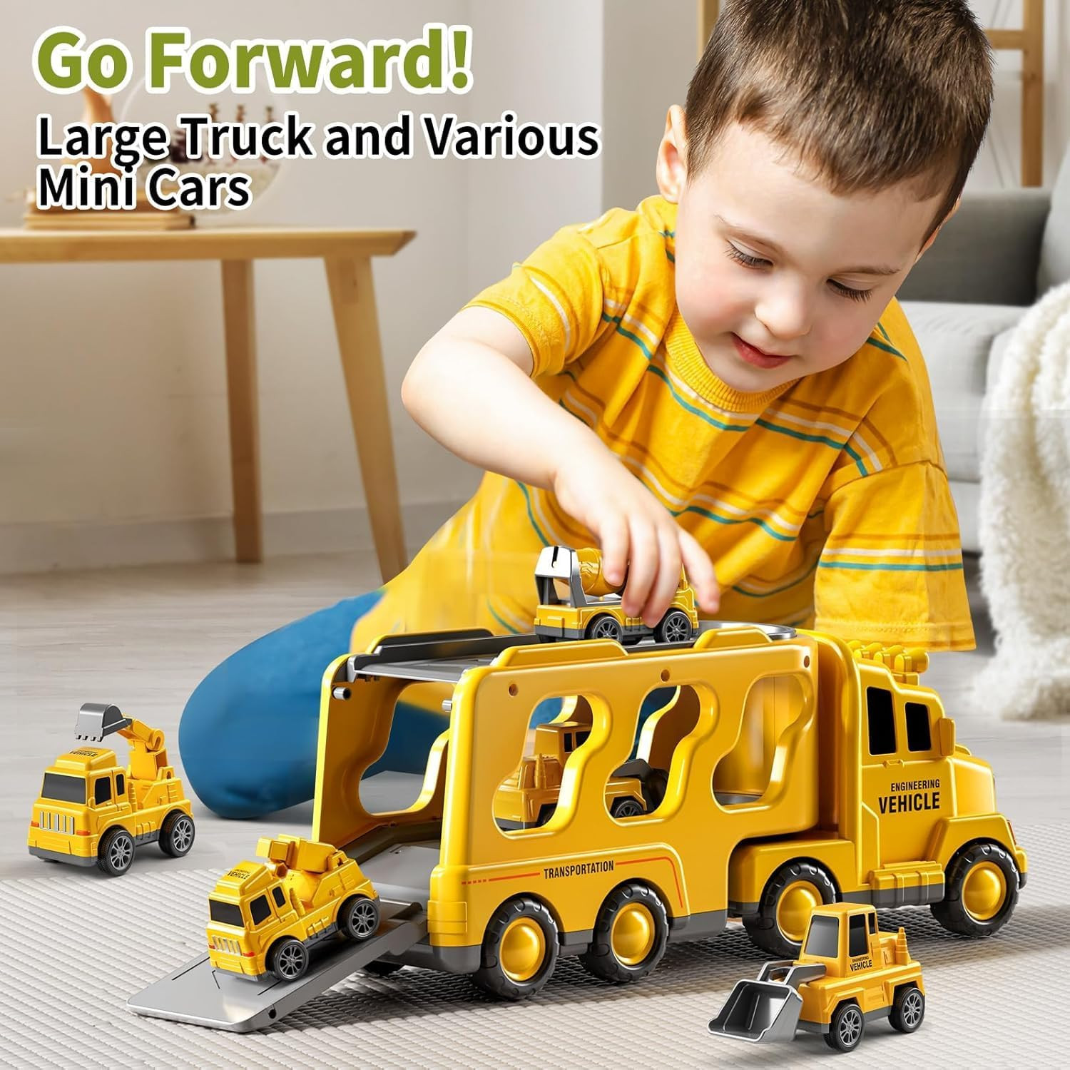 Trucks for Toddlers 2-4 Years 1-3 4-8 4-7 Boys Girls, 5 in 1 Construction Carrie