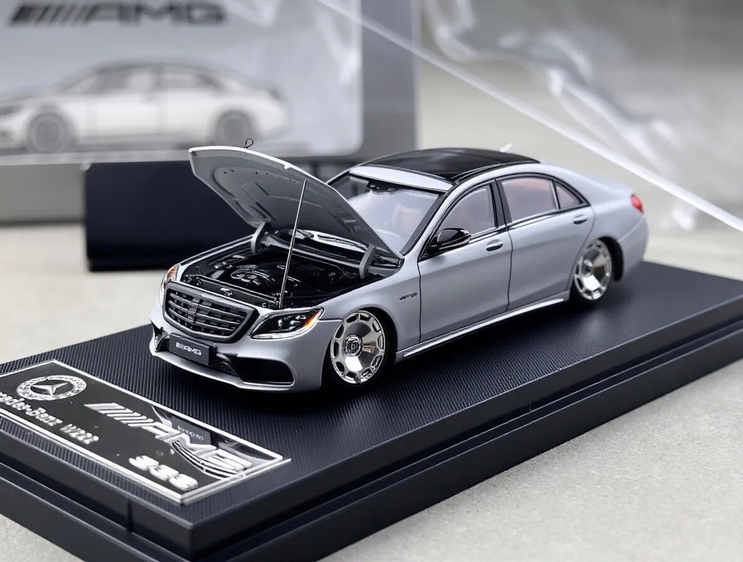 RM 1:64 Silver S63 W222 V12 VIP Luxury Sedan Sport Model Diecast Metal Car