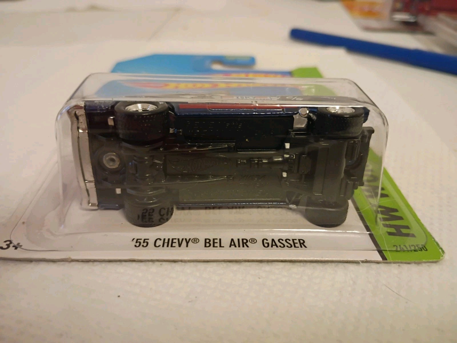 HOT WHEELS 2014 SUPER TREASURE HUNT ’55 CHEVY BEL AIR GASSER Sm Crease On Card