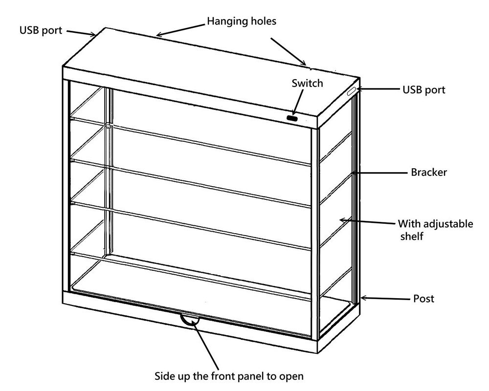 SHOWCASE 1/64 5 TIERS LED WALL MOUNT DISPLAY CASE w/ WHITE REAR WHITE MJ8850 W