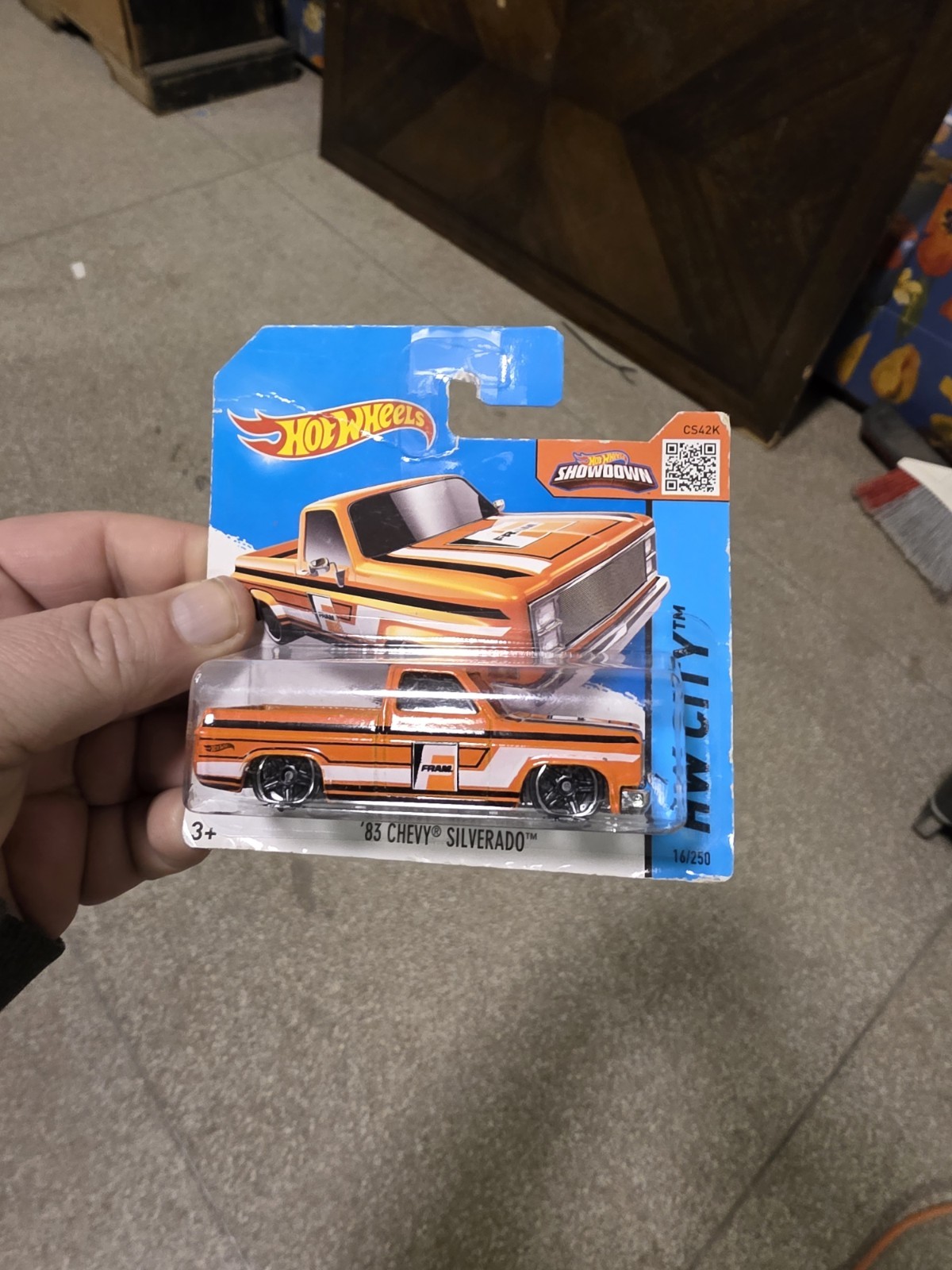 2015 Hot Wheels SHORT CARD ‘83 Chevy Silverado – Orange FRAM Rare Sealed