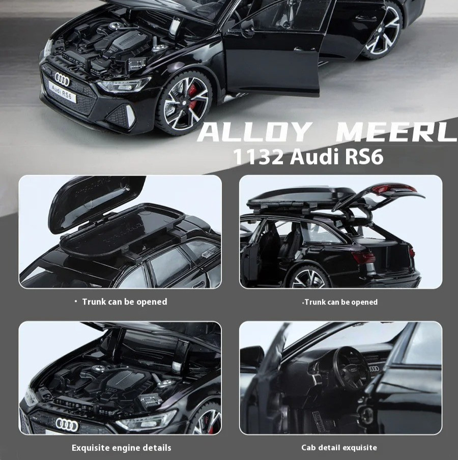 1:32 Diecast Model for Audi RS6 Avant Vehicle Car Toy Sound & Light Toy Gift NEW