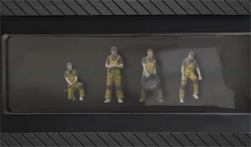 Mini Station Mooneyes Repair worker 4 figures a set 1:64 car Pre-built Model