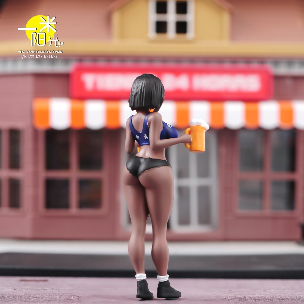 Resin 1/18 1/24 1/43 1/64 1/87 Bear Girl painted Mini Figure Model Fit Car Toys