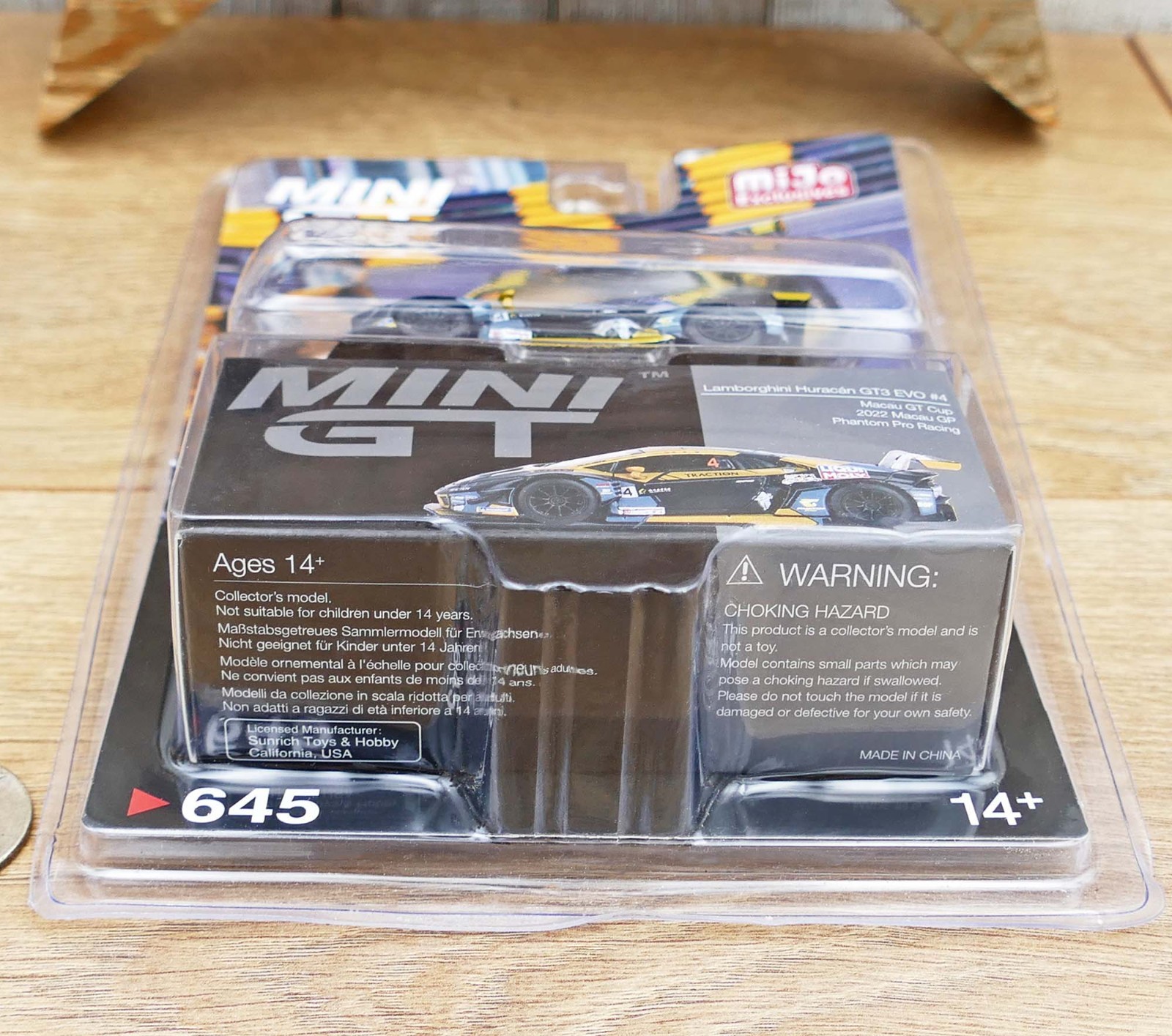 Mini GT Lamborghini Huracán GT3 EVO #4 Macau GT Cup 2022 Phantom Pro Racing #645