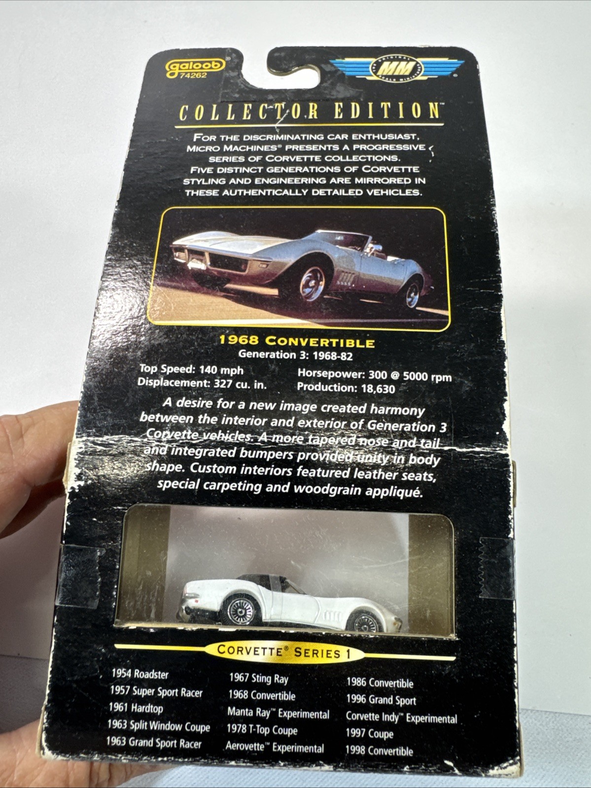 Micro Machines 68 Corvette Convertible Removable Top White New In Pkg