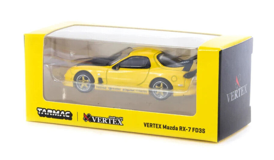 Tarmac 1/64 Vertex MAZDA RX7 FD-3S Diecast Model Car -YELLOW-
