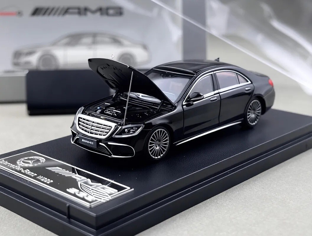 RM 1:64 Black S63 W222 Luxury Sedan Sports Model Diecast Metal Car