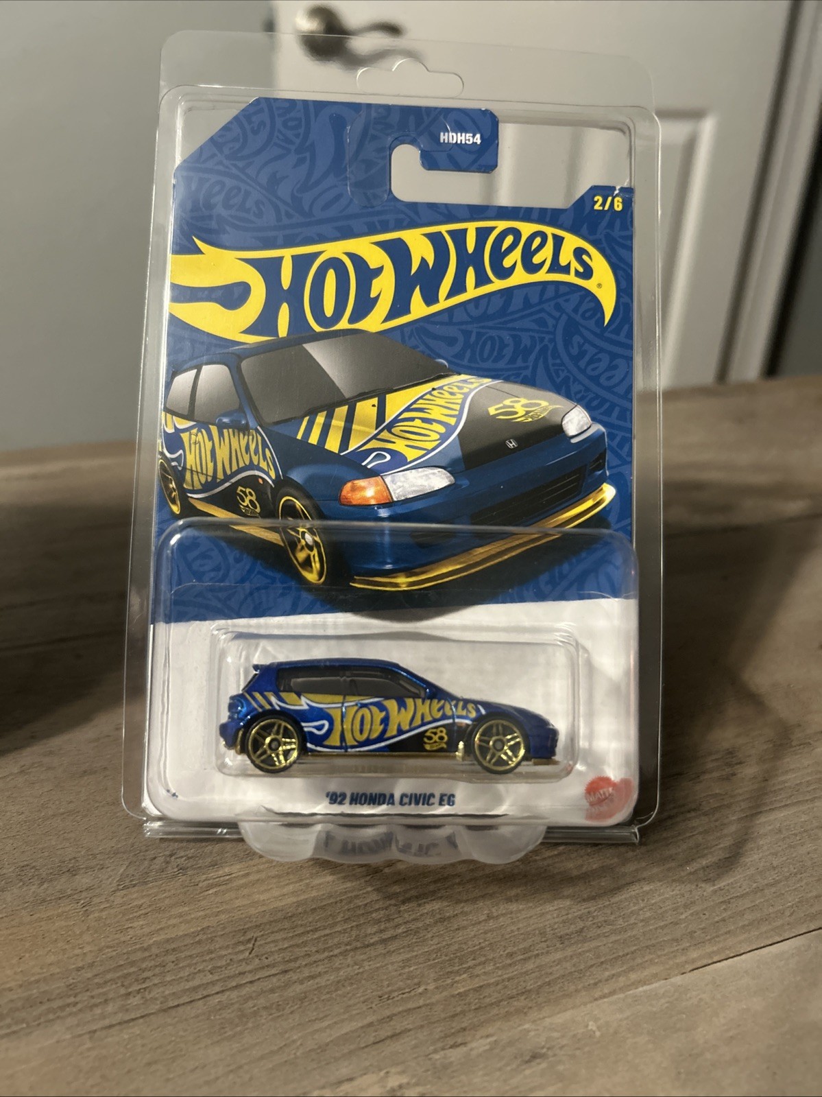 Hot Wheels Blue And Gold Anniversary ‘92 Honda Civic EG In Protector Collector