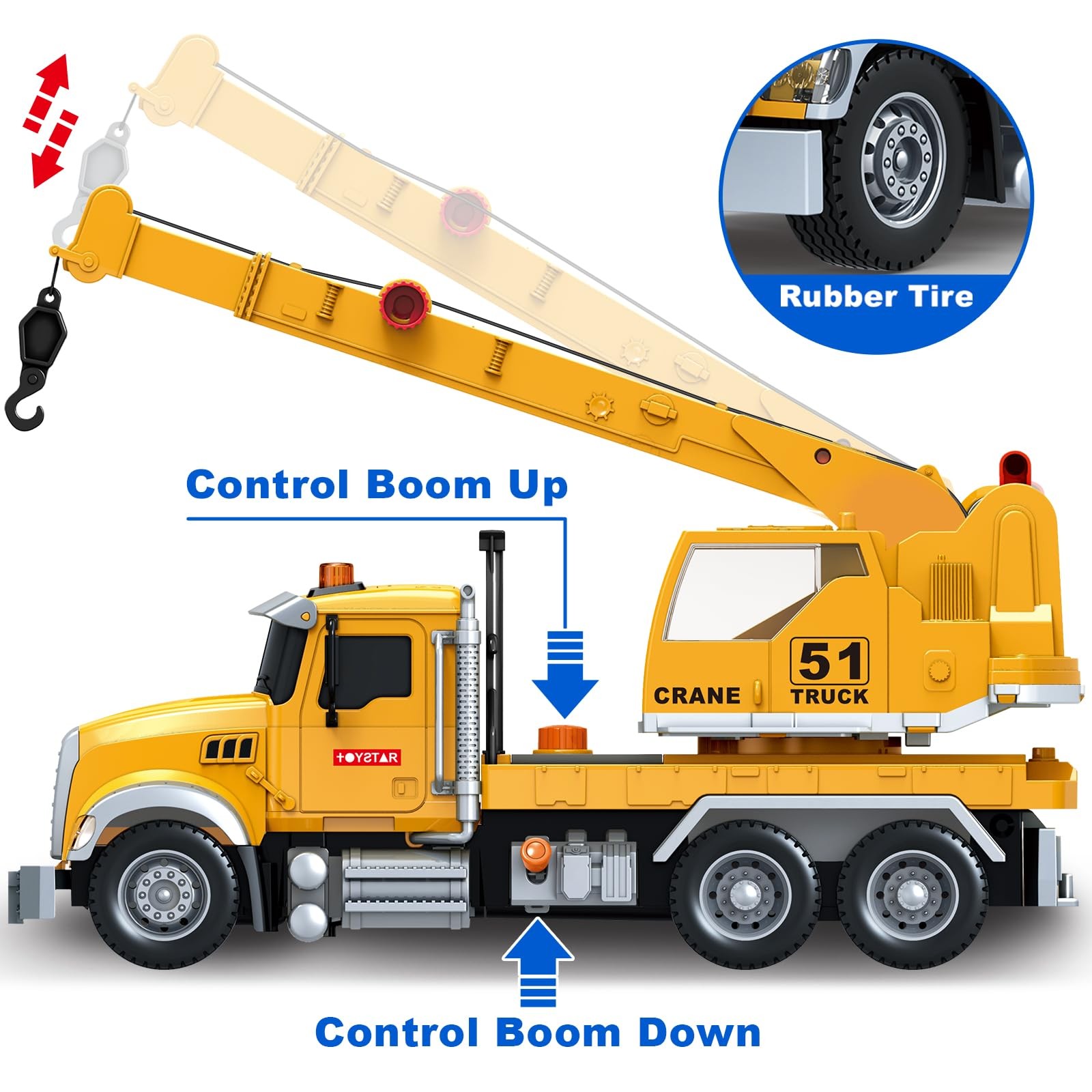 Kids Toys for 3 4 5 6 7 8 Years Old Boys, 15″ Crane Truck Toy with Lights, So…