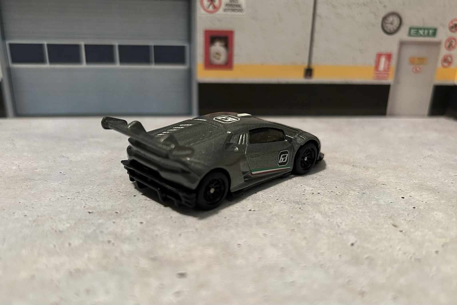 Hot Wheels Lamborghini Huracan Gray W/ Real Riders Tires On Black Spokes