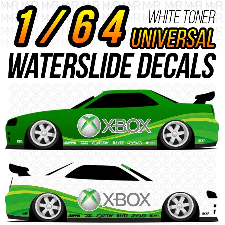 1/64 Scale PLAYSTATION XBOX White Toner Universal WaterSlide Decals Hot Wheel