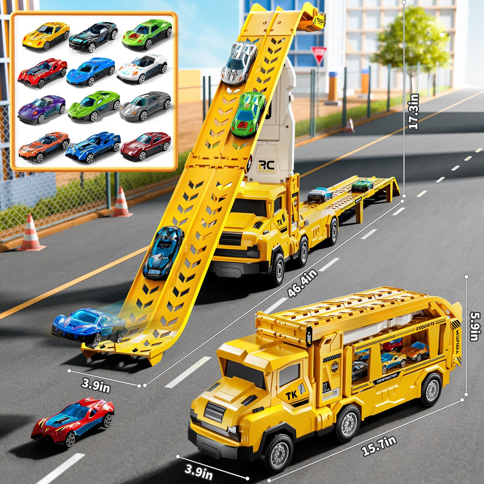 Toddler Car Truck Toys for 3 4 5 6 7 8 Years Old Boys, Transporter Truck Toy …