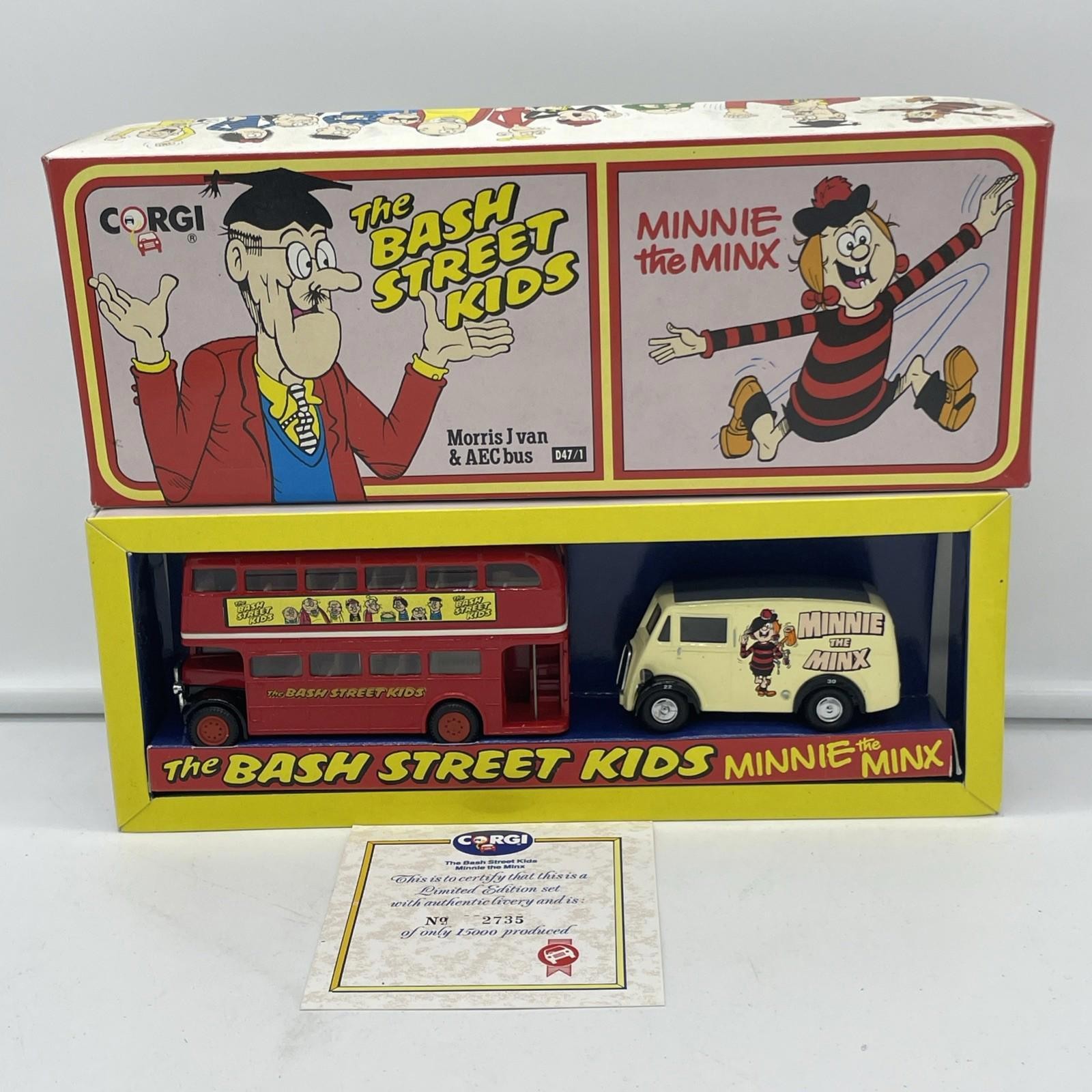 Corgi “The Bash Street Kids” Double Decker AEC Bus & Morris J Van, NIB, 1990, #