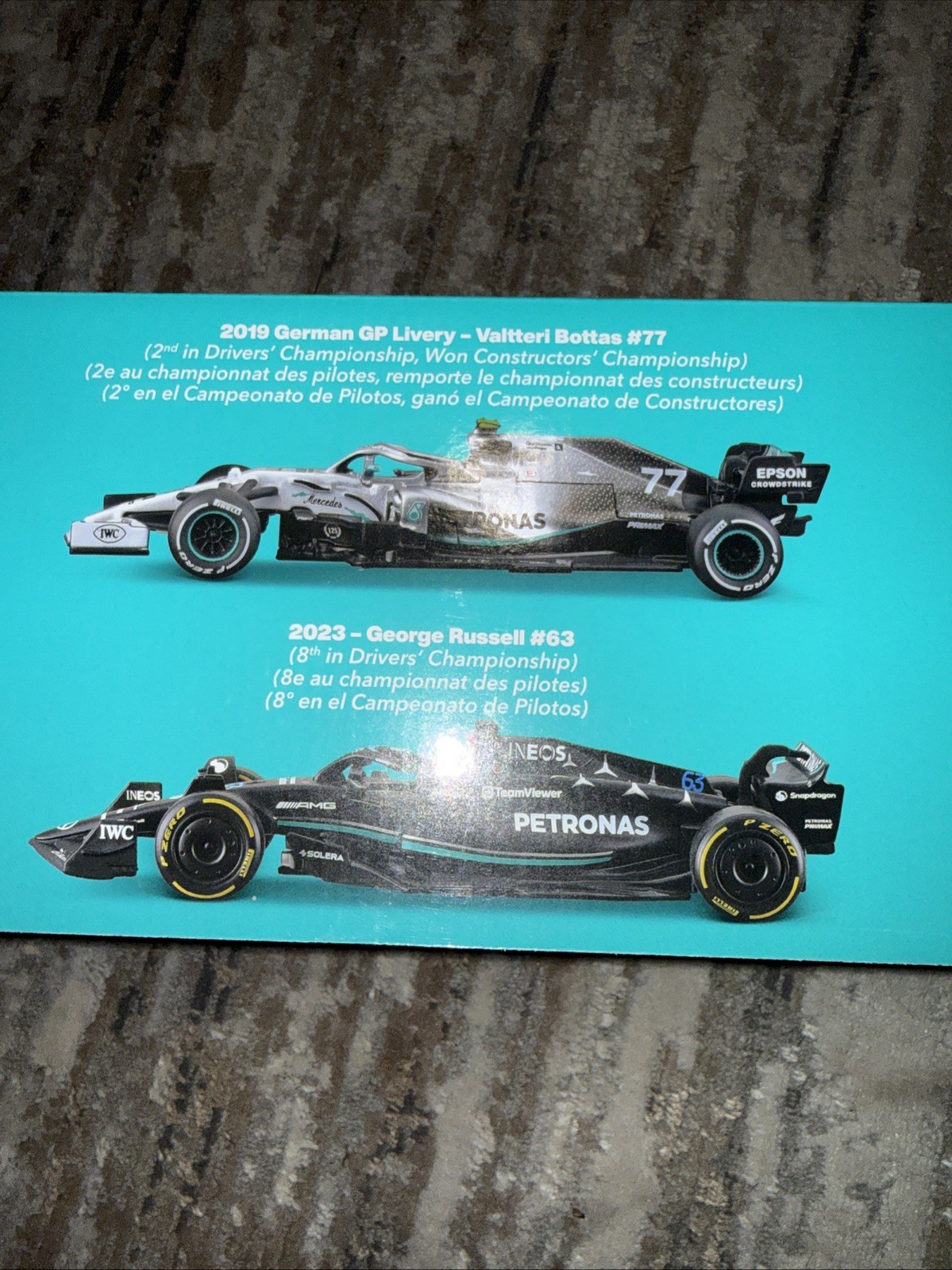 New Burago Mercedes AMG Petronas Racing Formula 1 F1 1:43 Scale Die Cast 6 Pack!