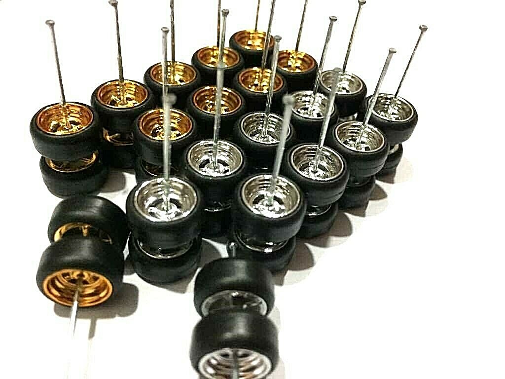 4 Spoke Donuts Rubber Tire 10 set (Gold+Chrome) 10mm 1:64