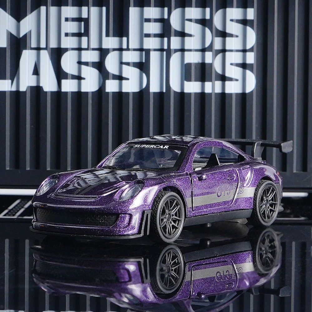 GT3 RS Diecast Model Car 11cm Purple Alloy Supercar Collectible Decor