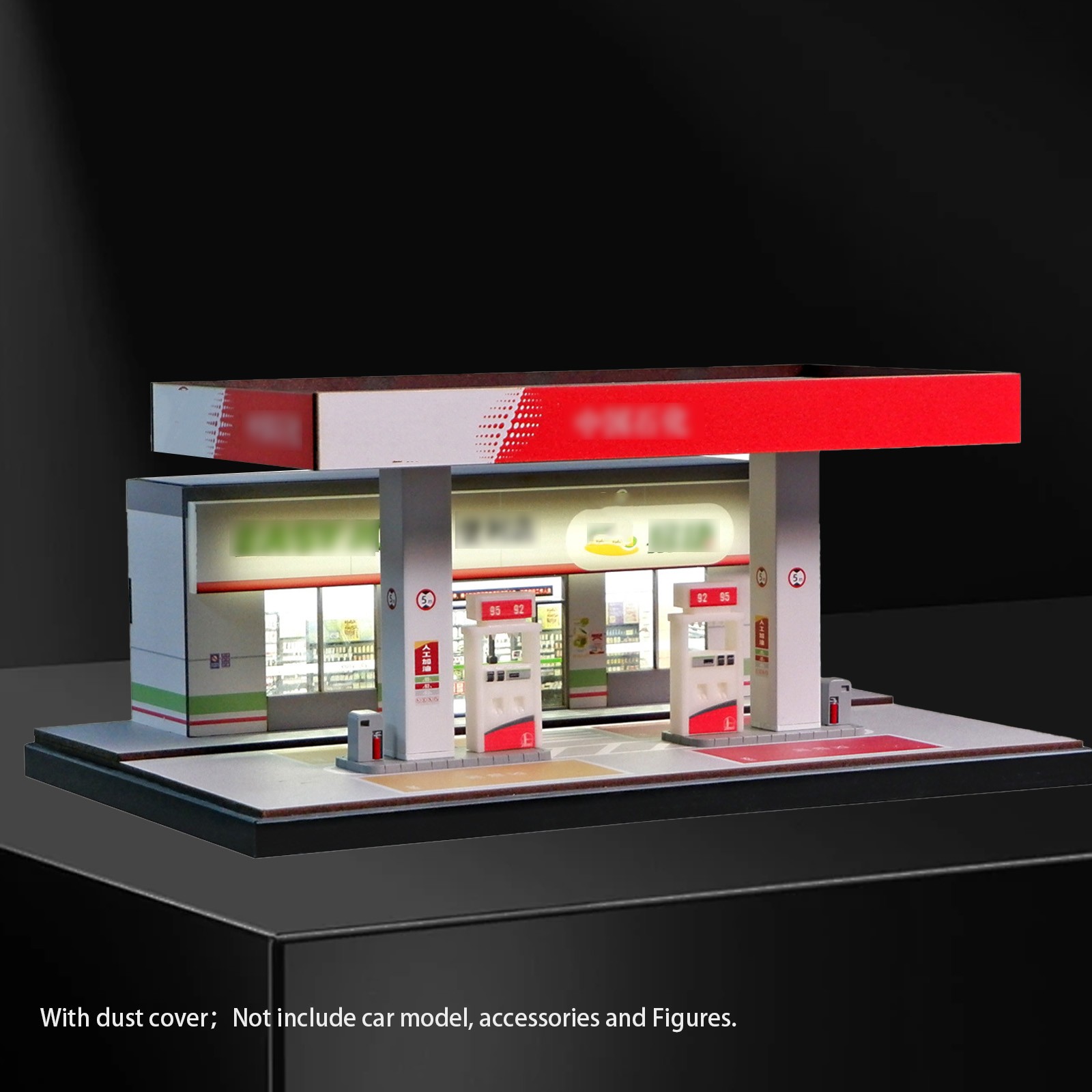 1/64 Diorama Car Garage Model LED Lighting Gas Stations Parking Lot Scene Model