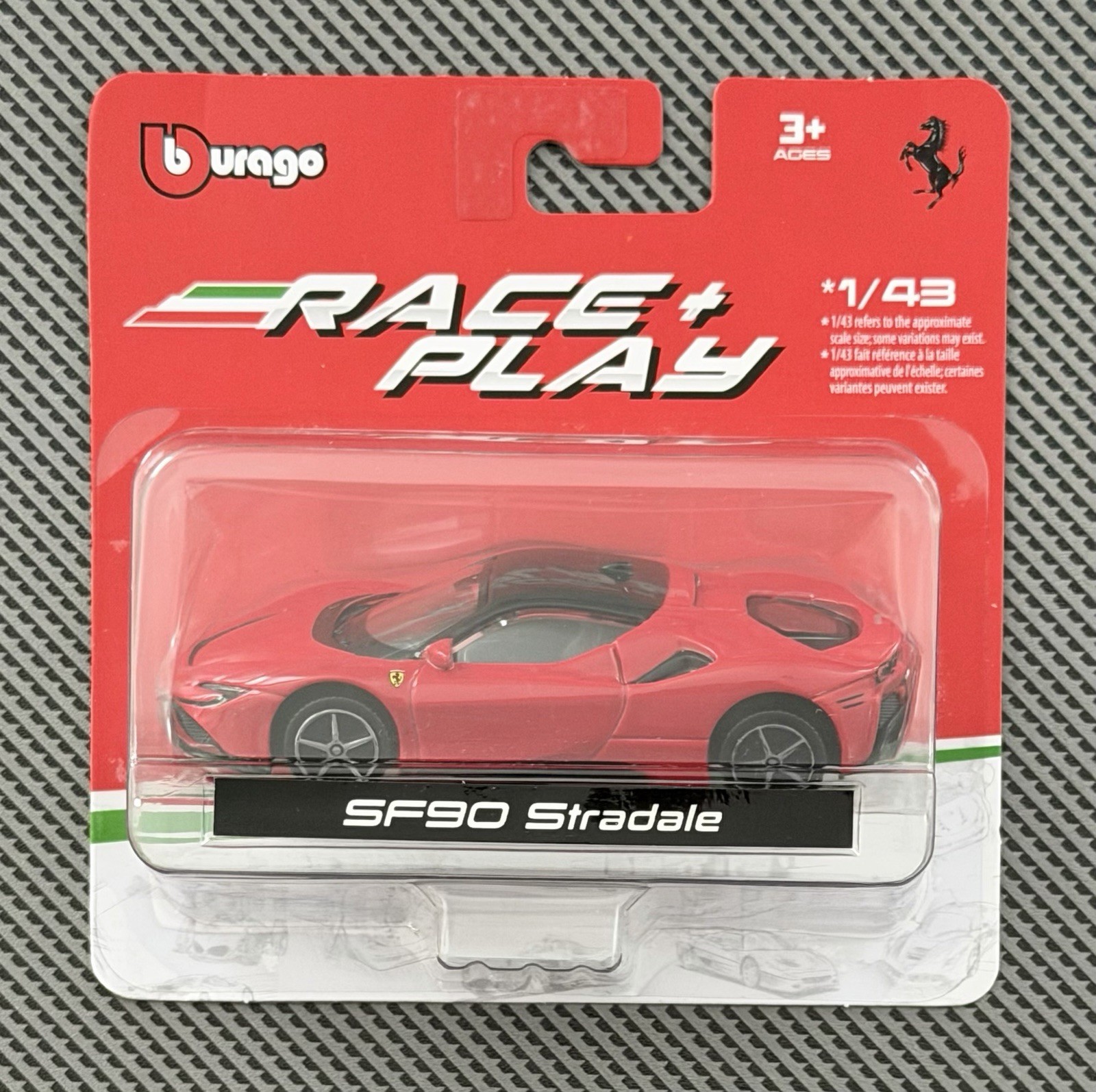 2023 Bburago 1/43 Race & Play Ferrari SF90 Stradale Rosso Corsa Red Diecast NIP