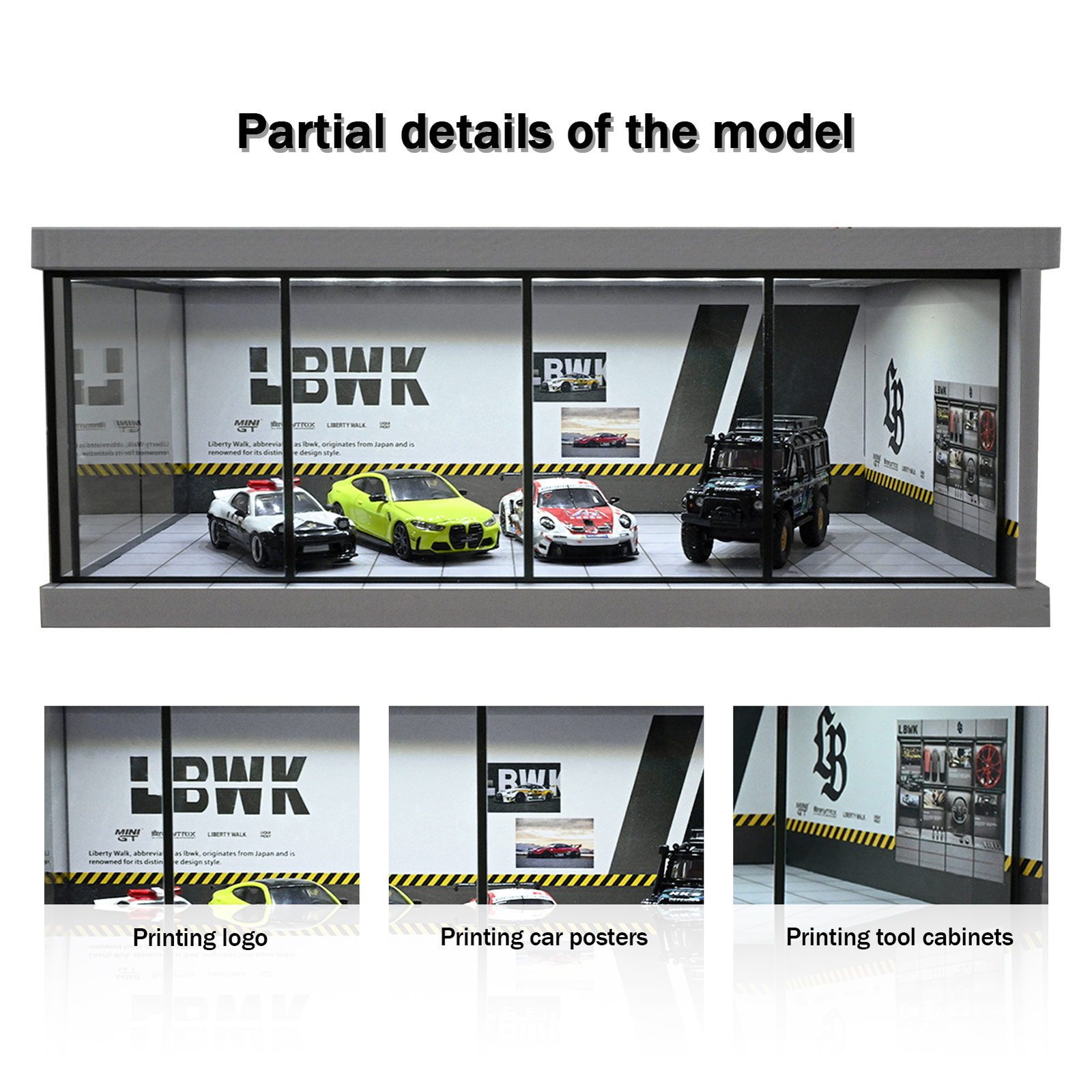 Diorama 1/64 Car Garage Model LED Lights City Car Showroom Scene Model Display