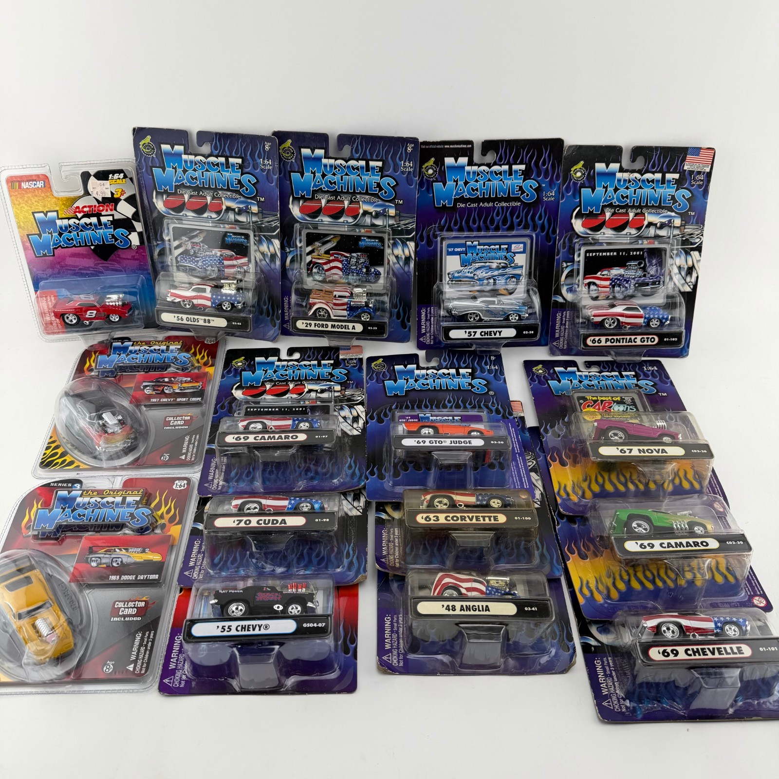 Muscle Machines Die Cast Cars ~ Lot Of 16 ~ NEW ~ chevy corvette camaro nova etc