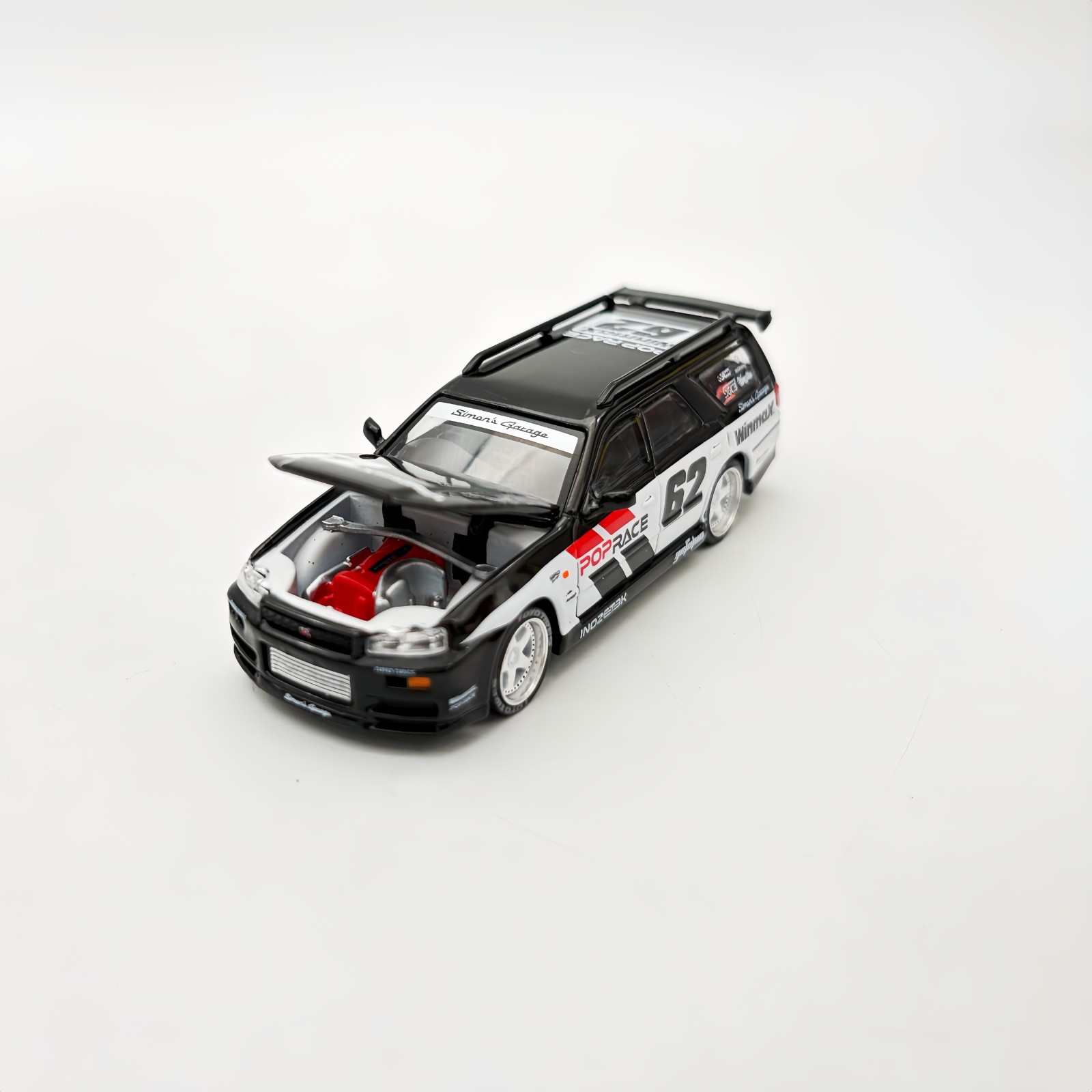 Pop Race 1:64 Nissan Stagea R34 Black #211