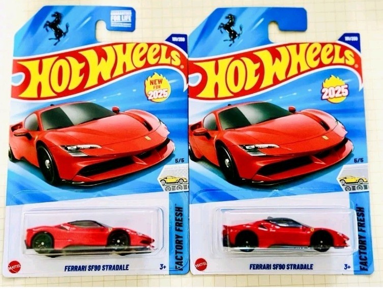2025 Hot Wheels Lot of 2 Ferrari SF90 Stradale Factory Fresh Red New
