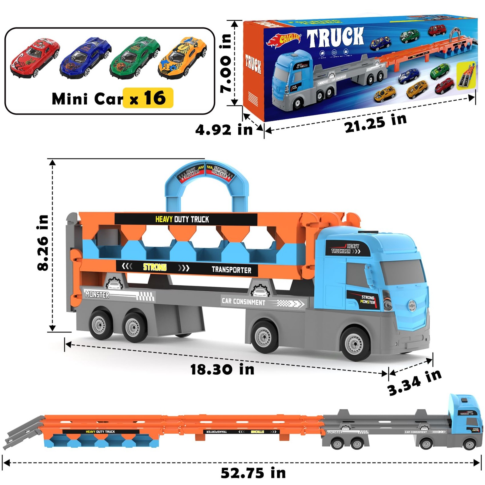 2-in-1 Race Truck Car Toys for 3-8 Years Old Boys Girls, Trucks for Toddlers …