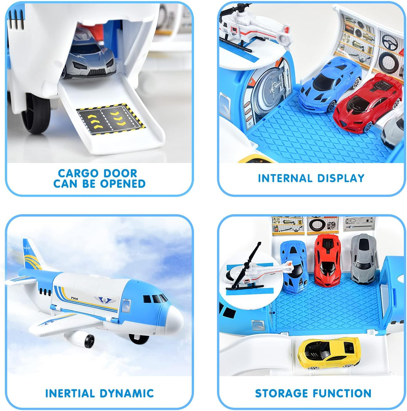 Transport Cargo Airplane Car Toy Play Set for 3+ Years Old Boys and Girls