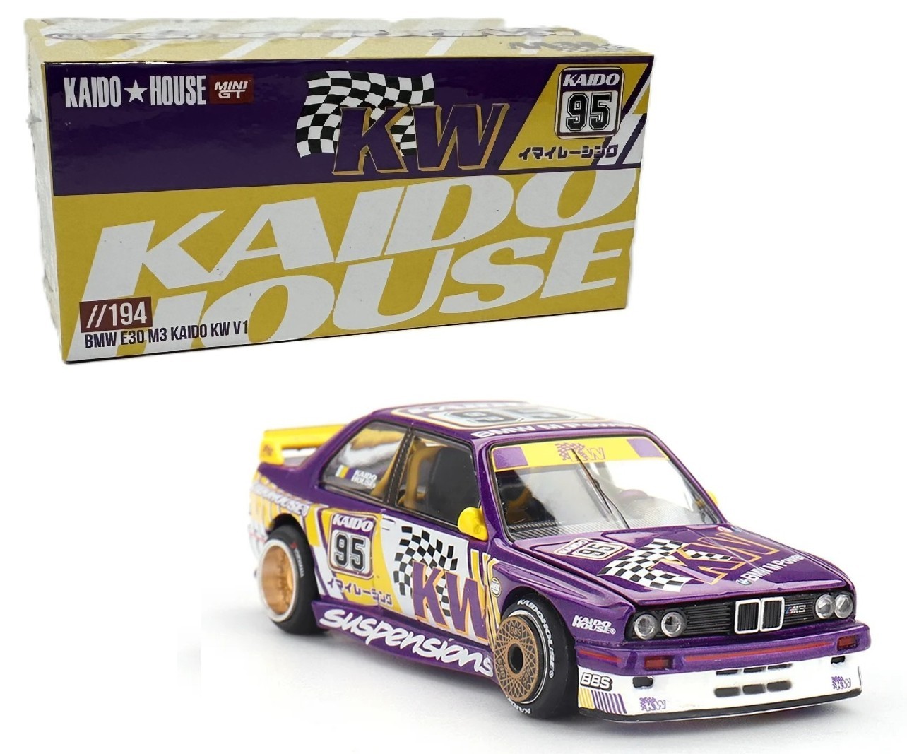 Kaido House x Mini GT 1:64 BMW M3 Kaido KW V1 Purple Diecast Model Car KHMG194