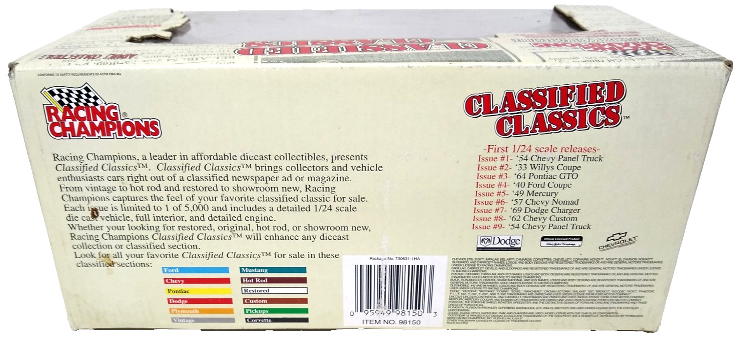 Racing Champions 1954 Chevy Panel Truck 1:24 Die-Cast 98150 JUNKYARD READ DAMAGE