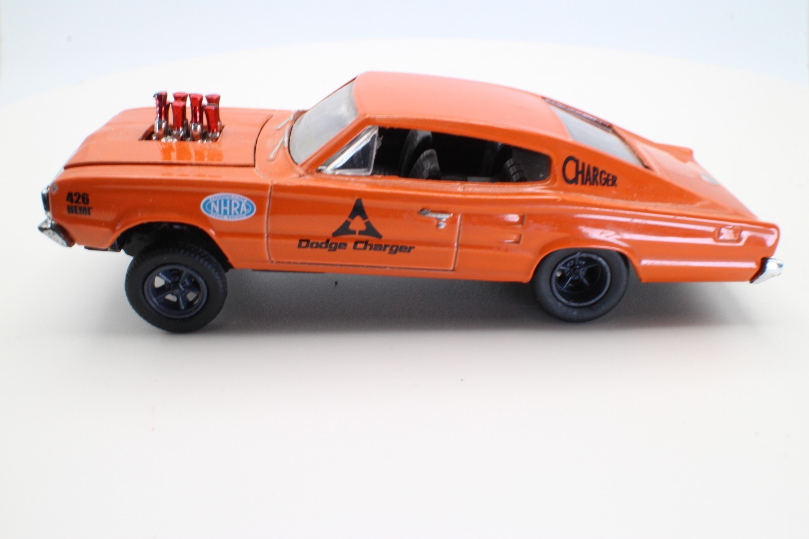 M2 Machines 1966 Dodge Charger Gasser Orange NHRA Model Kit Loose Rubber Tires