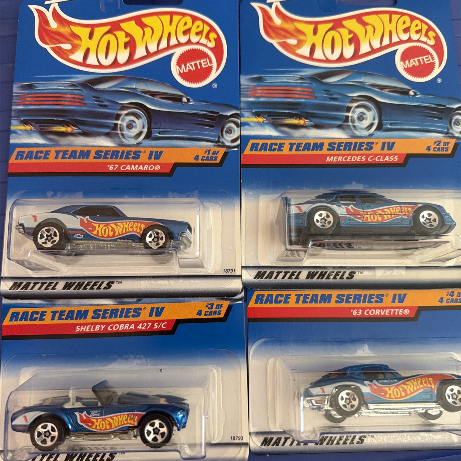 1998 Hot Wheels Race Team Series IV Complete Set Of #1-4
