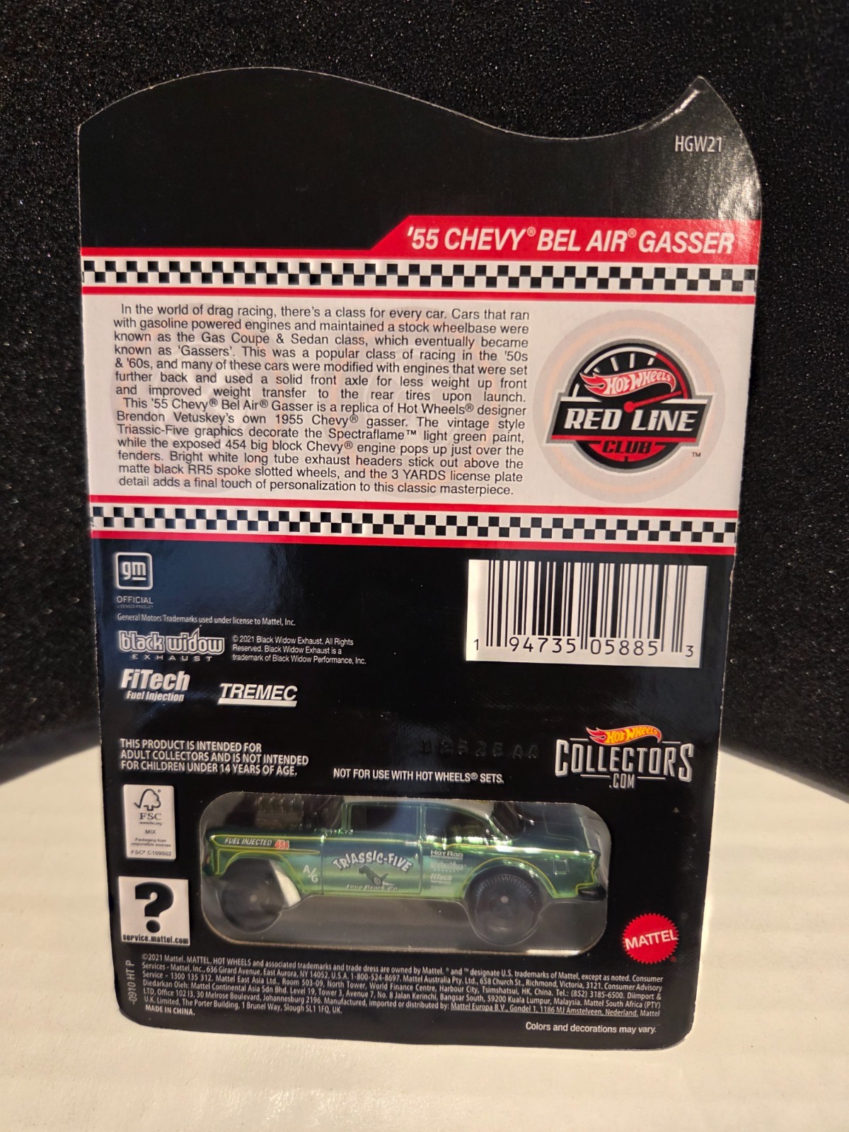 2021 Hot Wheels RLC ’55 Chevy Bel Air Gasser Triassic-Five With Protector
