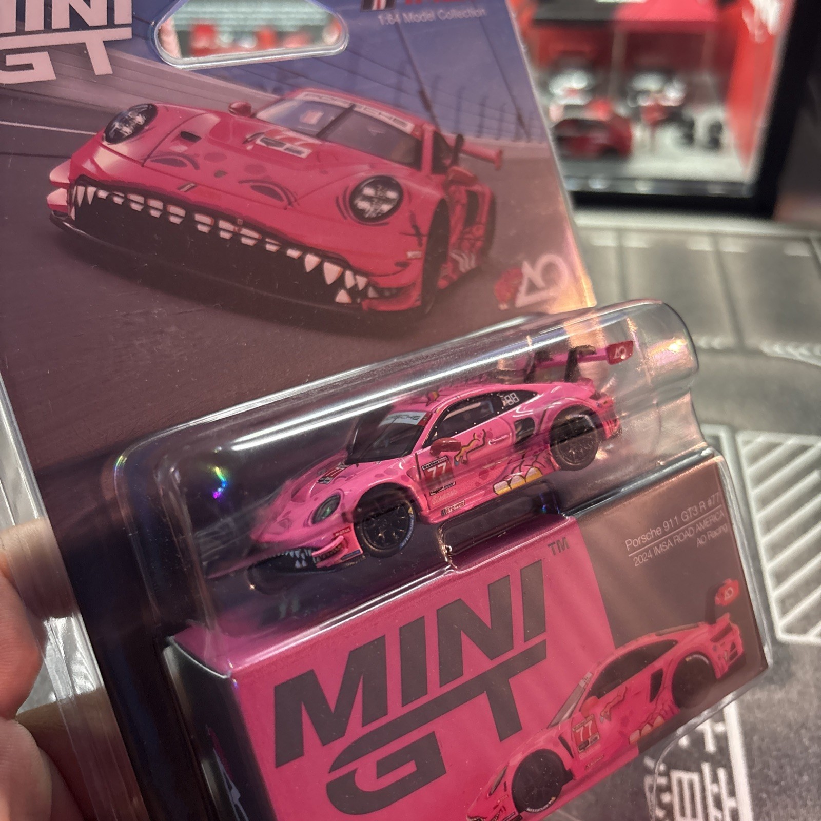 Mini GT 1:64 Porsche 911 GT3 R #77 AO Racing 2024 IMSA Road America MGT01052