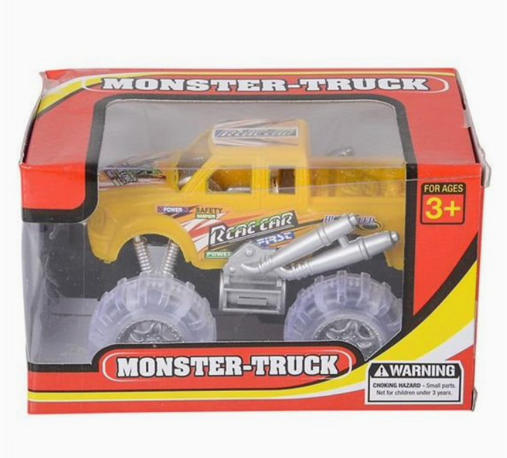 Light Up Monster Truck Toys 4 Pack Push-&-Go Cars with Glowing Wheels – Ages 3+