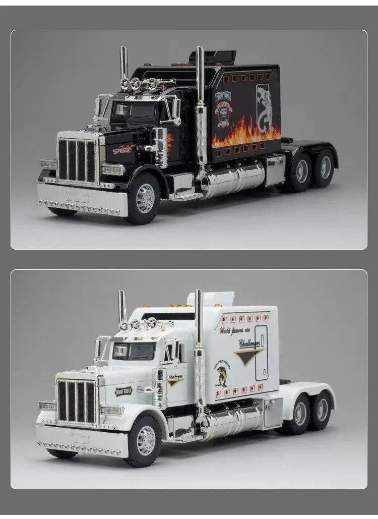 1:24 Diecast Vehicle for Peterbilt Heavy Truck 389 Model Truck Toy Sound Light