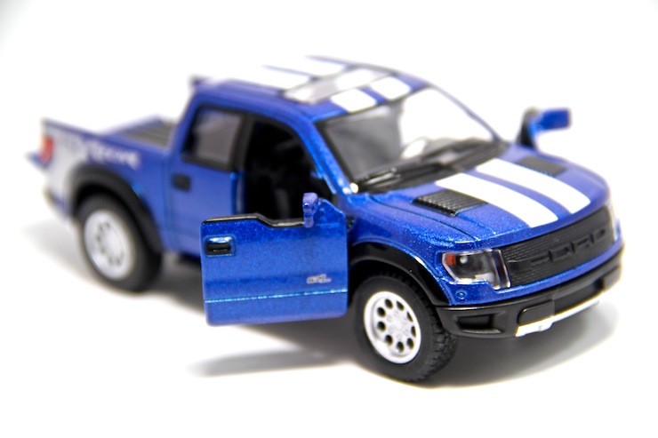 5″ Kinsmart 2013 Ford F-150 SVT Raptor Stripes 1:46 Diecast Model Truck- Blue
