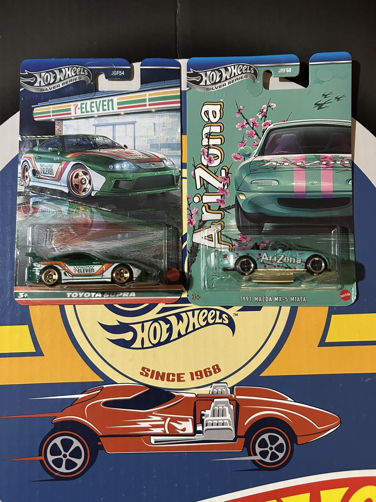 Hot Wheels Silver Series MX-5 Miata Arizona Tea & 7-11 Toyota Supra Lot Of 2 (B)